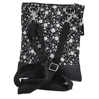 Handtasche Patchwork Crossbag Blume schwarz